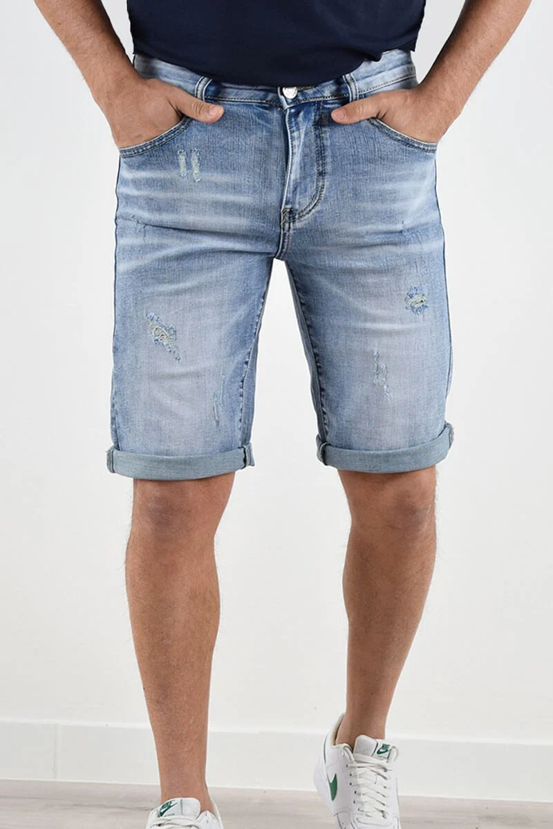 BERMUDA IN JEANS CON STRAPPI - immagine 2