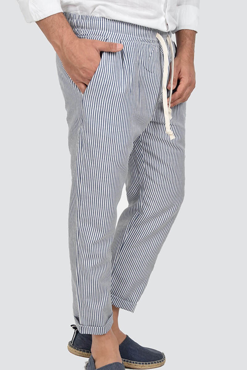 PANTALONI IN LINO A RIGHE - immagine 6