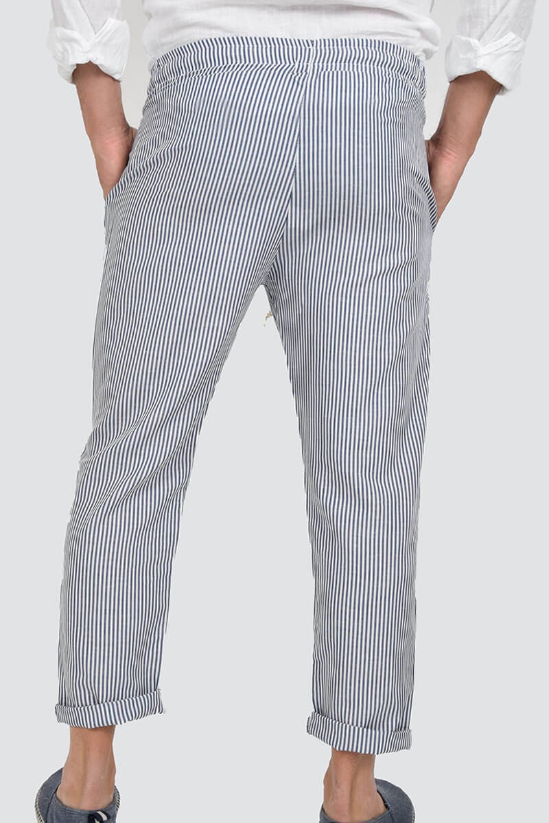 PANTALONI IN LINO A RIGHE - immagine 7