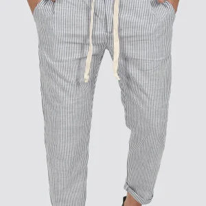 PANTALONI IN LINO A RIGHE