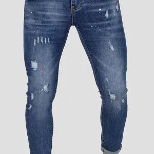 JEANS SKINNY CAPRI CON STRAPPI E PITTURA