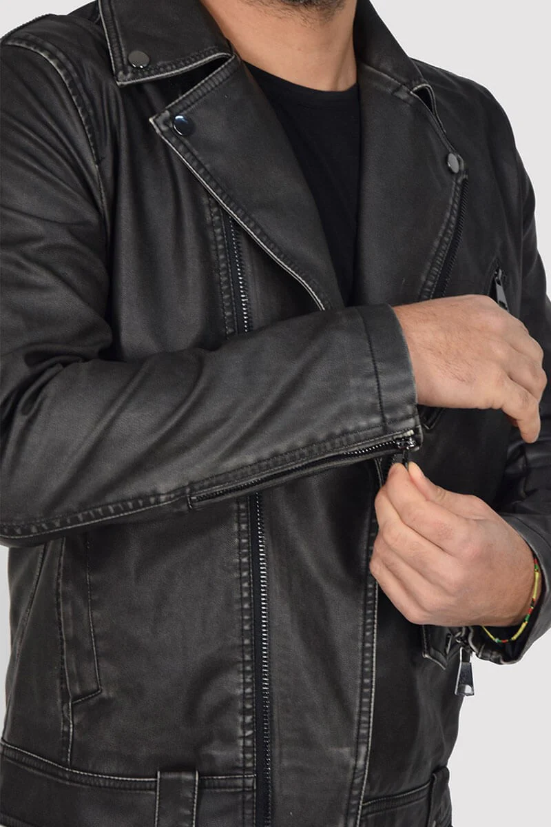 GIUBBOTTO CHIODO IN ECOPELLE - immagine 6