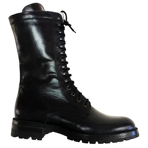 Stivali alti stringati in pelle