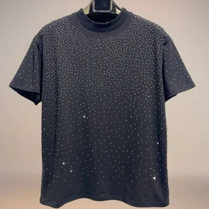 Maglia strass mezzocollo uomo nero