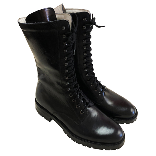 Stivali alti stringati in pelle - immagine 4