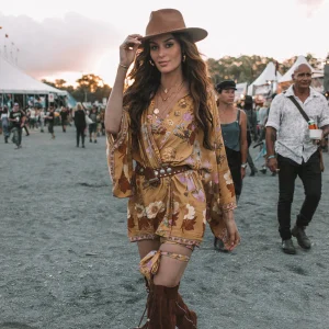 Women's Bohemian V-neck print dress