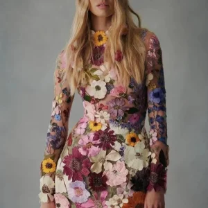 Abito corto floreale 3d donna