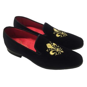 Slippers in velluto con ricamo giglio Fiorentino