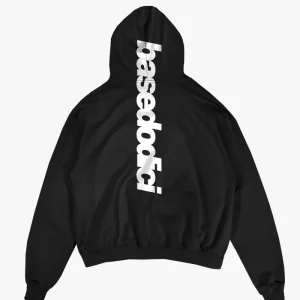 Hoodie "COMFY" Vertical Logo Black/White