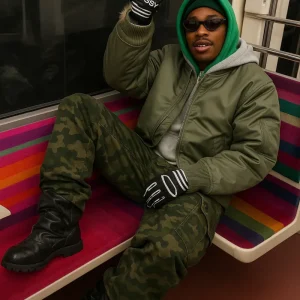 Giubbotto bomber con felpa sotto uomo