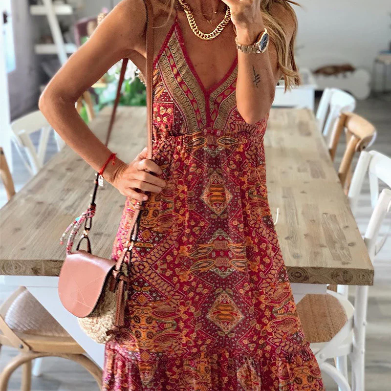 Strap bohemian print dress - immagine 2