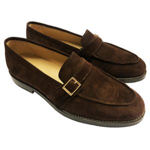 Mocassino con fibbia in pelle scamosciata