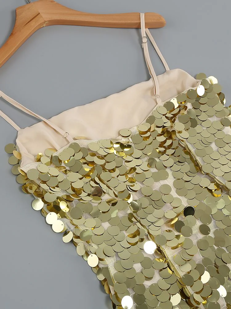 Ailigou New Summer Women's Sleeveless Off Shoulder Sexy Off Back Sparkling Sequins Tight Midi Dress Evening Dress Vestido - immagine 7