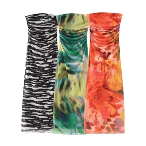 Abito lungo doppiato fantasia donna