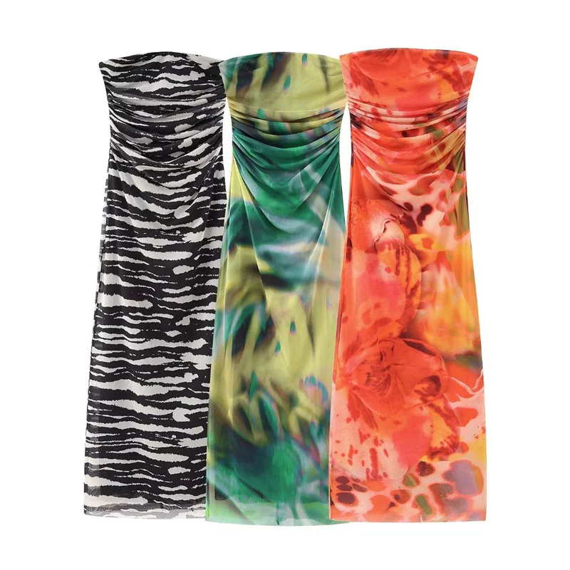 Abito lungo doppiato fantasia donna