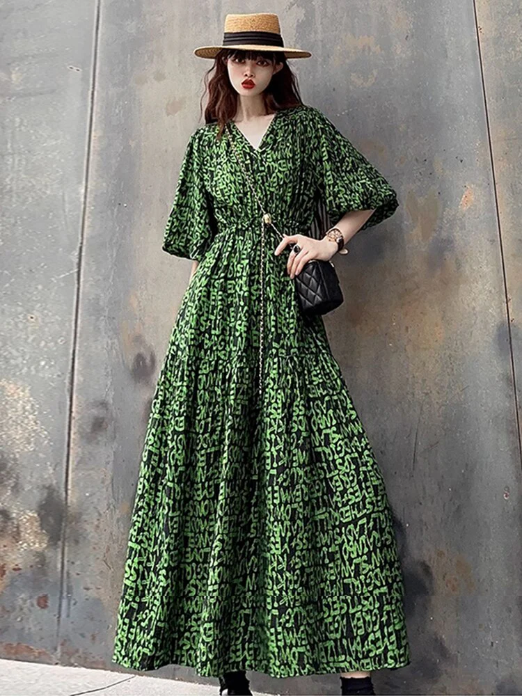 Abito lungo fantasia donna - immagine 5