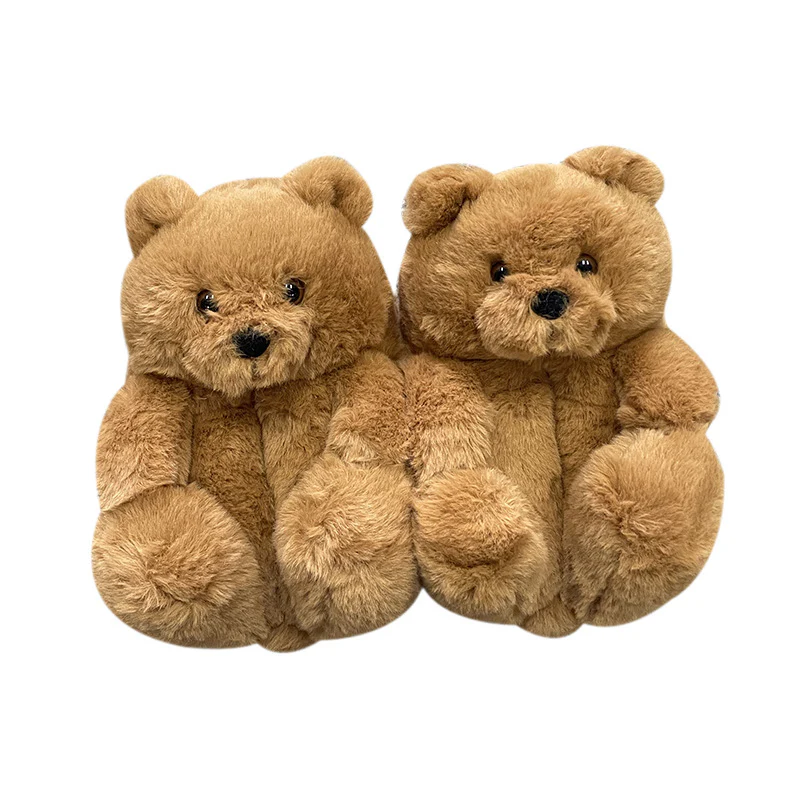 Teddy Bear Slippers Floor Home Plush Thick Cotton Warm Shoes - immagine 5