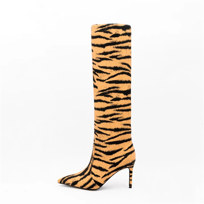 Tiger Print Boots 9cm High Heels - immagine 3