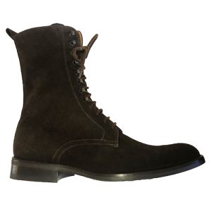 Stivaletti stringati in pelle scamosciata