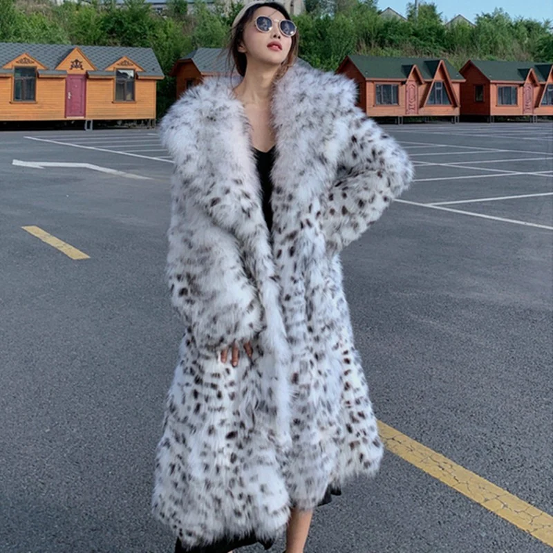 Women's winter imitation fox fur young leopard-print fur coat - immagine 7