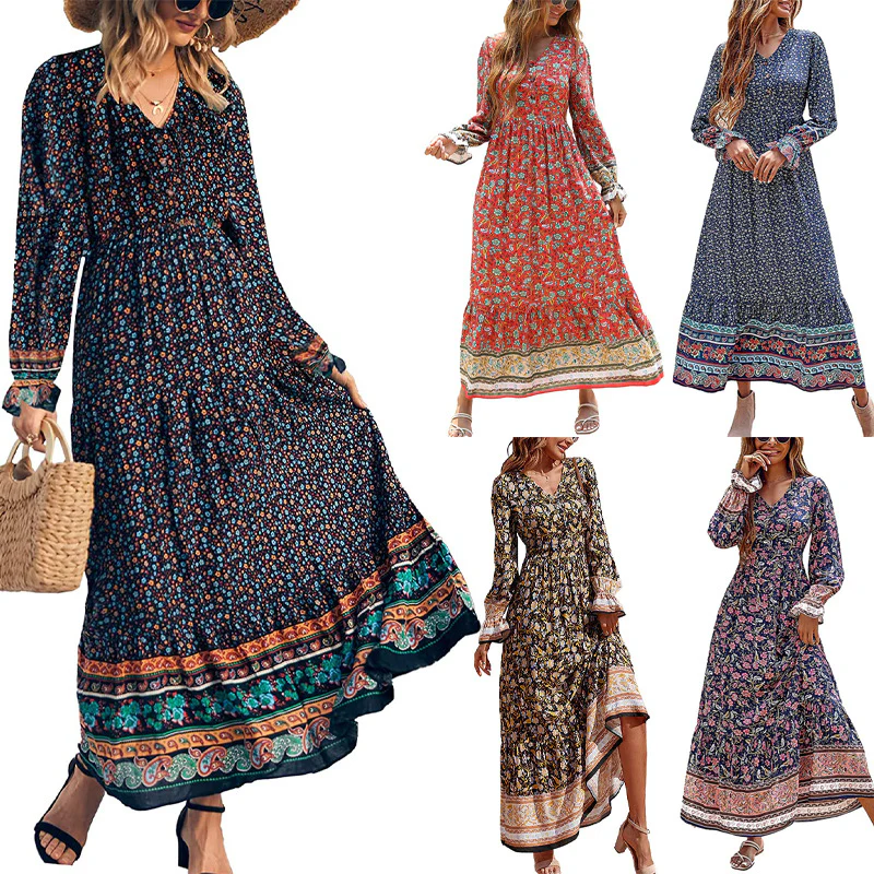 Fall New Fake Beach Long Bohemian Dress - immagine 8