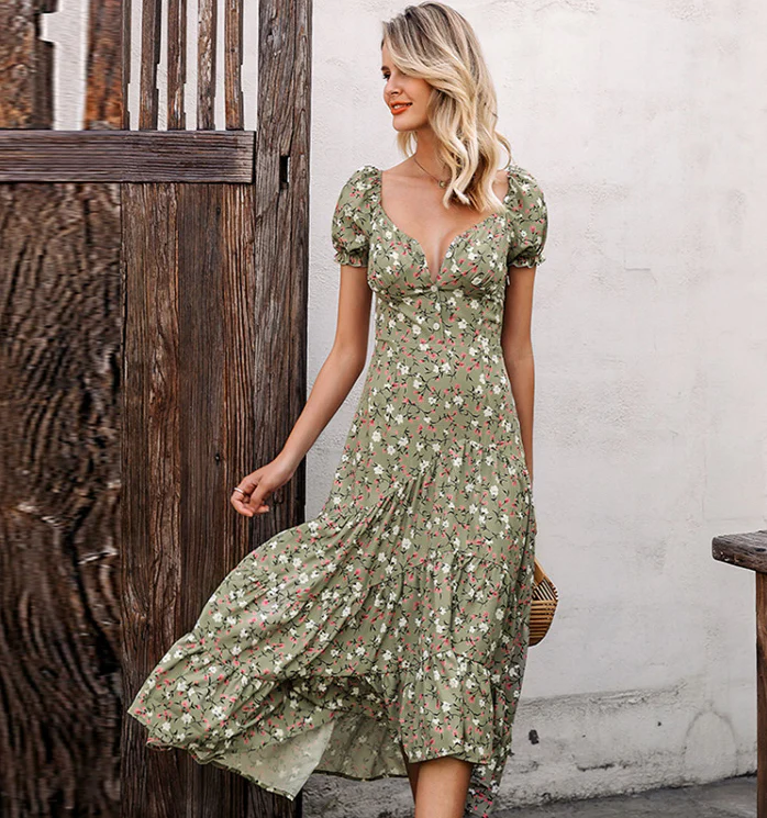 Bohemian floral puff sleeve dress - immagine 2
