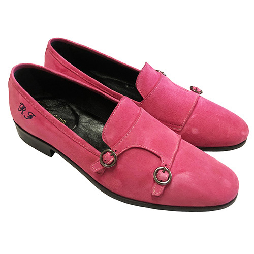 Mocassini con doppia fibbia in camoscio