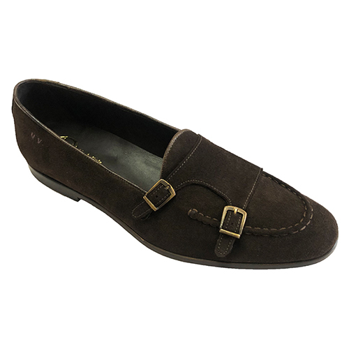 Mocassino in pelle scamosciata con doppia fibbia - immagine 3