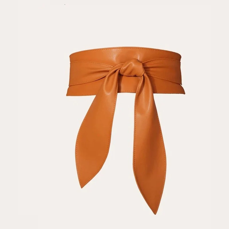 Ladies Soft Fashion Wide PU Faux Leather Bow Knot Corset Waist Belts - immagine 9