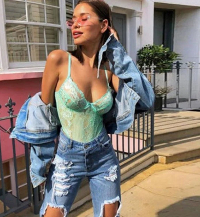 bodysuit women backless transparent mesh - immagine 4