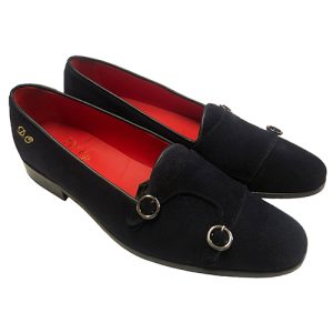 Mocassino in pelle scamosciata con fibbie