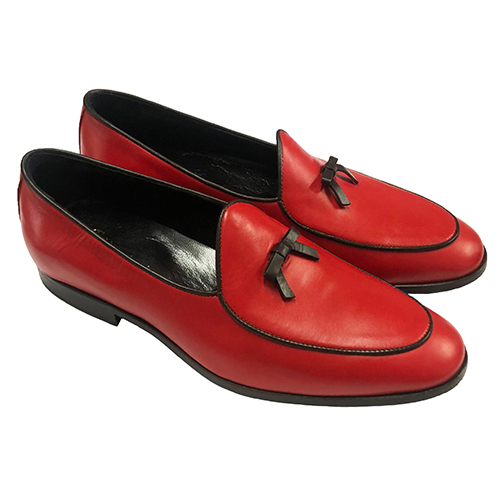 Mocassini Slippers in pelle con fiocco