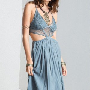 hollow-out backless long dress