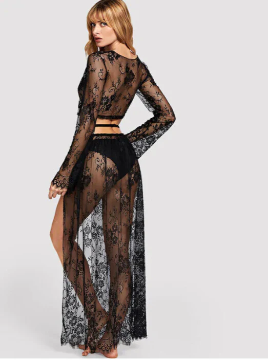 Sexy lace beach dress split lace skirt - immagine 4