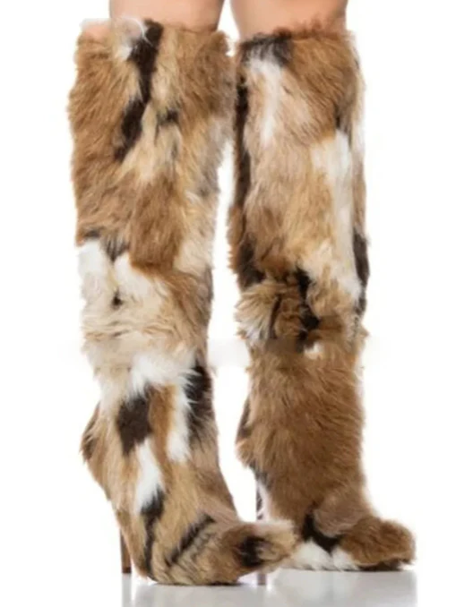 Stivale alto pelliccia faux fur tacco donna - immagine 3