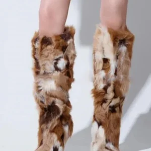 Stivale alto pelliccia faux fur tacco donna