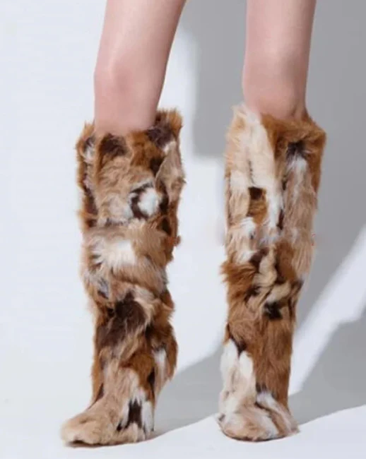 Stivale alto pelliccia faux fur tacco donna - immagine 2