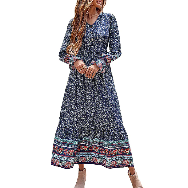 Fall New Fake Beach Long Bohemian Dress - immagine 3