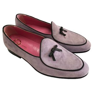 Mocassini Slippers in pelle scamosciata con fiocco