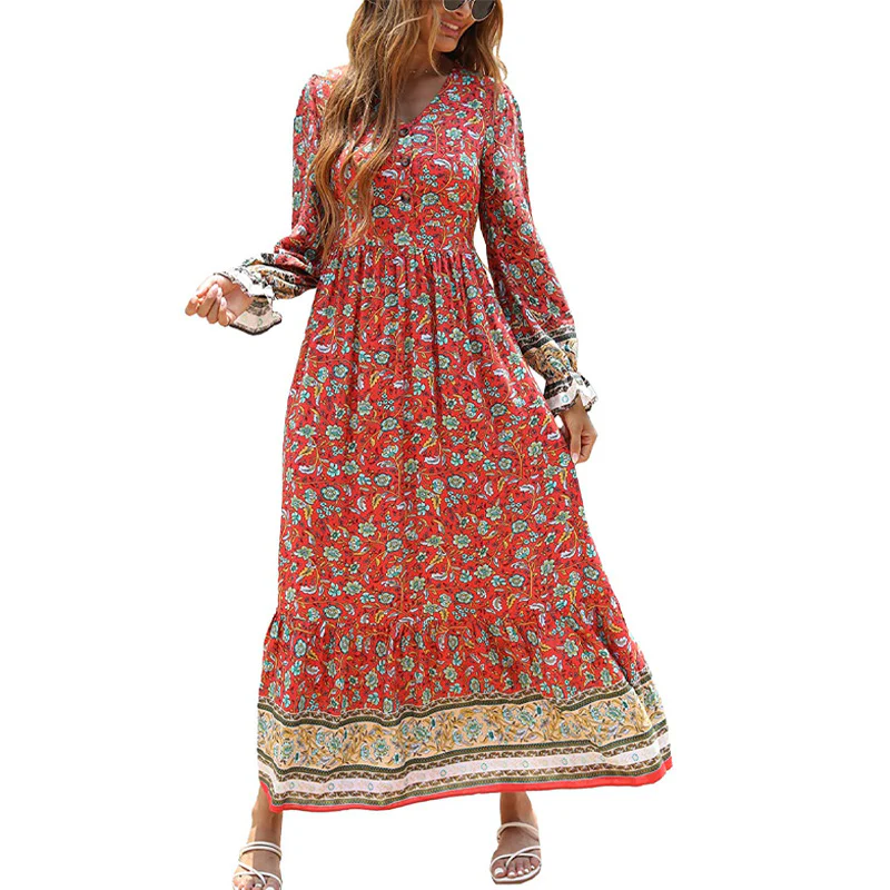 Fall New Fake Beach Long Bohemian Dress - immagine 9