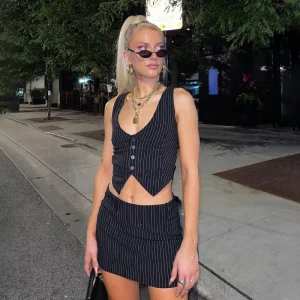 Solid Color Print Crop Vest Shorts Set