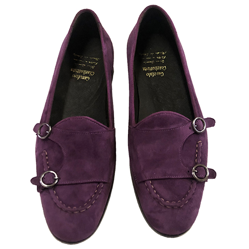 Mocassino in pelle scamosciata con doppia fibbia - immagine 5