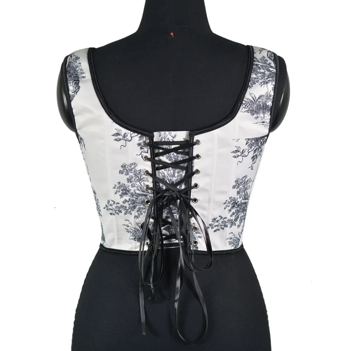 Ink printing fishbone front hook buckle tights corner jacket European and American outerwear French style rear straps - immagine 6