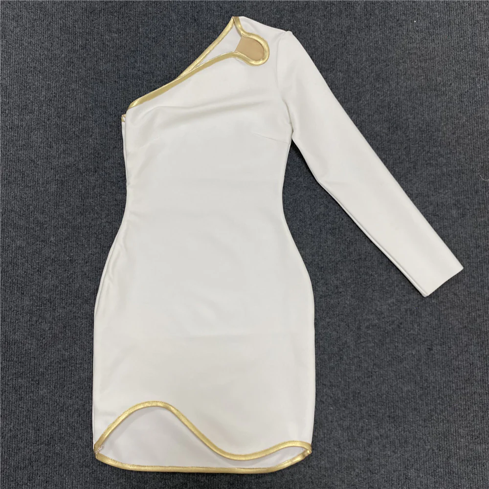Mini Dress With Oblique Shoulder And One Sleeve - immagine 3