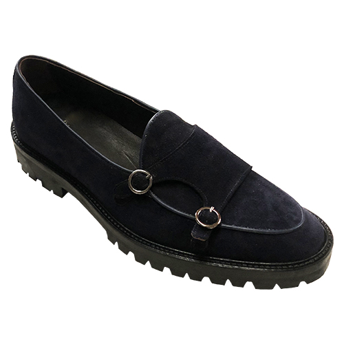 Mocassini in camoscio con doppia fibbia - immagine 5