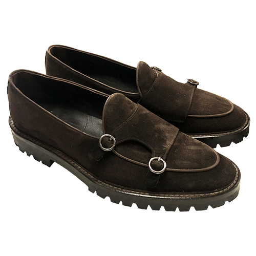 Mocassini in camoscio con doppia fibbia - immagine 4