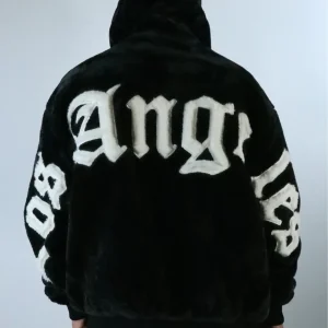 Pelliccia Angels cappuccio nero uomo