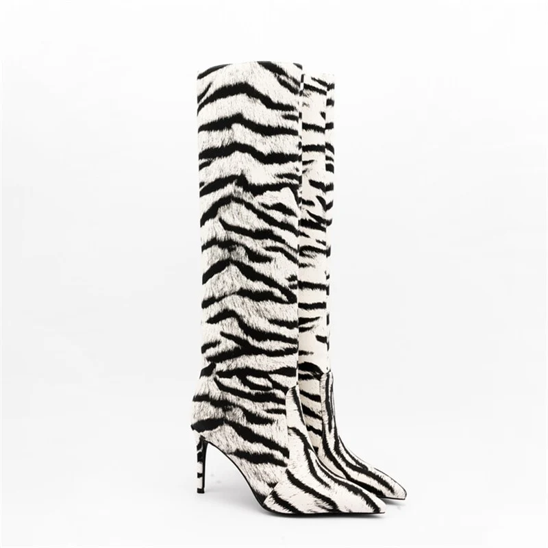 Tiger Print Boots 9cm High Heels - immagine 2