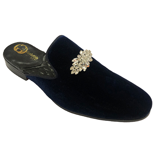 Slippers in velluto con accessorio strass - immagine 3