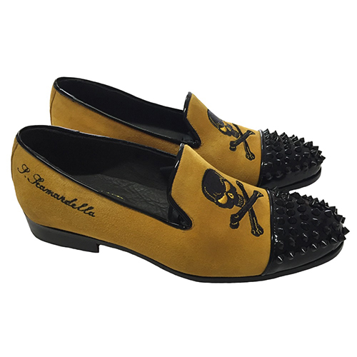 Slippers con borchie e ricamo teschio - immagine 2